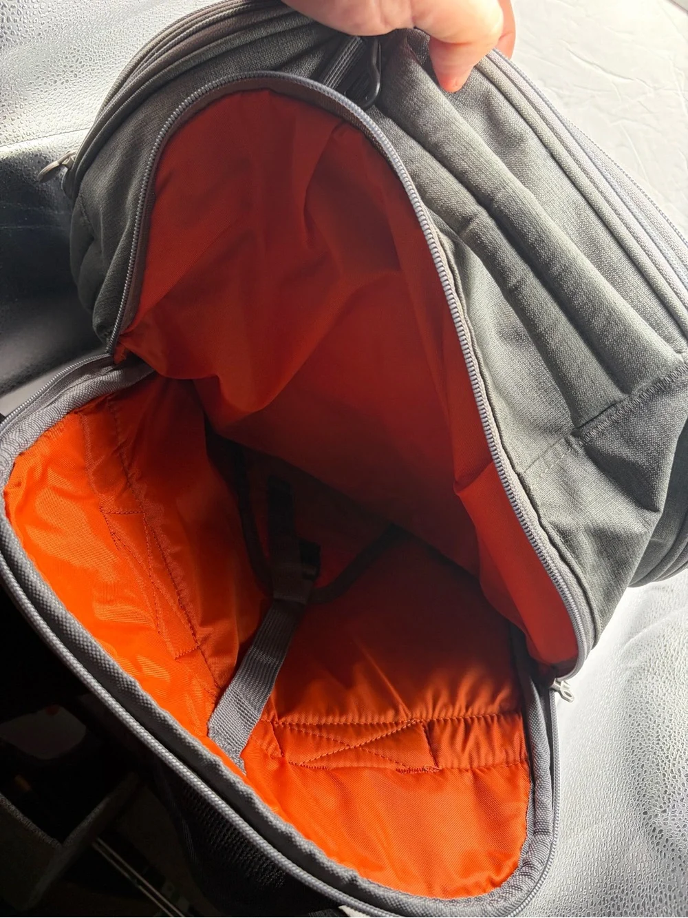 EBags Mother Lode Gray Expandable Convertible Backpack Multi Pocket Orange Lin
